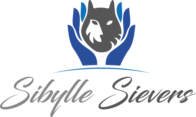 Logo Sibylle Sievers Logo von Sibylle Sievers mit stilisierten Händen und einem Wolfskopf.